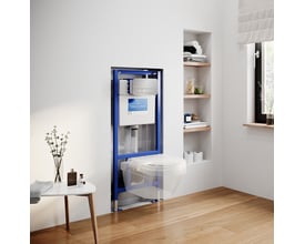 Villeroy & Boch ViConnect 200S betjeningsplade til dobbeltskyl i matkrom, monteret på en indbygningscisterne.