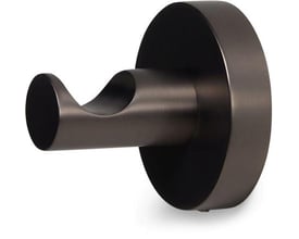 Håndklædekrog med bagplade i stilfuld gun metal finish, monteret på hvid baggrund.