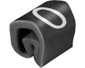 Et enkelt sort Weidmüller ledningsmærke CLI 1-3 med hvid markering af tallet '0' set fra siden.