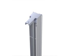 Vetro justerbar vægprofil i aluminium til brusevægge og foldedøre, 2000 mm, set fra siden med fokus på monteringsdetaljer.