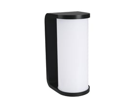 V-TAC LED-væglampe, 12W, sort PC-hus med cylindrisk hvid diffusor, isoleret på hvid baggrund.