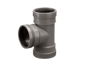 Wavin Wafix Plus grenrør i grå PP plast, 50mm diameter og 88,5° bøjning. Enkelte produkt på hvid baggrund.