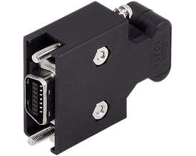 Siemens signalstik 6FX2003-0SB14 med 14-polet isolator og MDR bajonet lås, sort plast og metal.