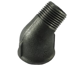 Unico vinkel fitting 3/8" 45 grader med muffe og nippel i sort blødstøbt jern.