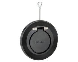 Socla kontraklapventil 635E, galvaniseret PN16, DN50, med EPDM O-ring og ophængsøje, vist på hvid baggrund.