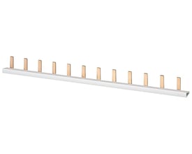 Siemens PIN samleskinne 10mm² 1-faset+AUX, 1016mm lang med 11 kobbertapper til elektriske installationer.