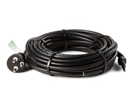 Tættere kig på Heatcom Frost Safe varmekabel med tydelig mærkning af "Frost Safe 10.5m 13W/m 230V CE" og en grøn "IR TEST" mærkat.