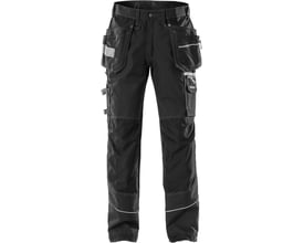 Kansas Gen Y håndværkerbukser i sort D100, model 110313, med mange CORDURA-forstærkede lommer og reflekssyning forneden.