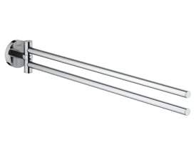 Grohe Start dobbelt svingbar håndklædeholder i forkromet metal med en bredde på 439 mm, vist isoleret på hvid baggrund.