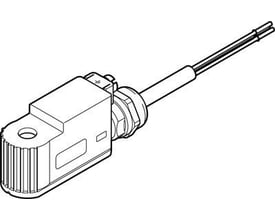 Festo solenoid spole VACF-B-K1-3A-1-EX4-M, en teknisk tegning der viser spolen med tilhørende ledninger og monteringsdetaljer.
