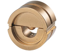 Klauke presseindsats F 22, 16 mm², fremstillet af messing med en central åbning til kabelsko og muffer.