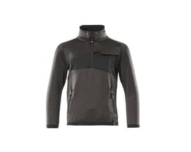 Mascot fleecetrøje til børn i antracit og sort, str. 152, med lynlås i halsen og reflekseffekter.