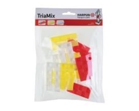 Triamix plastkiler i pose med 12 stk assorteret: 4 røde (8mm), 4 gule (10mm) og 4 hvide (10mm) kiler.