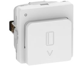 LK FUGA korrespondance nøglekort afbryder i hvid med LED, 1 modul, viser slids til nøglekort og en lille LED lampe.