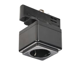 SLV forlængerstykke til EUTRAC 3-faset skinne med sort finish, 240V kompatibel, vist på hvid baggrund.