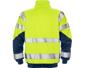 Baggrundsbillede af Kansas hi vis sweatjakke 126534 i gul og mørkeblå, str. 3XL, med reflekterende bånd hen over ryggen og på ærmerne.