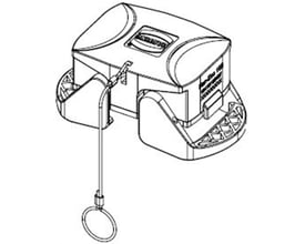 Detaljeret skitse af Harting Han Eco 24B beskyttelseslåg, der viser materiale og størrelse 24B.