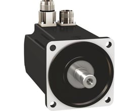 Schneider Electric Servomotor BMH 8 Nm, 2200W, IP54, uden bremse, vist forfra med monteringsflange og aksel.