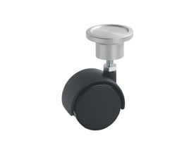 Legrand stander-mini hjul til fod, vist enkeltvis med sort gummihjul og metalophæng på hvid baggrund.