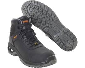 Sort Mascot sikkerhedsstøvle 1047 med snørelukning, metalfri komposit tåkappe og detaljeret PU/PU-sål.