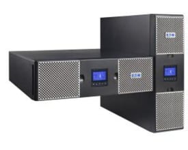 Eaton 9PX2200IRT3U UPS på 2200 VA og 2200 W vises både vandret til rackmontering og lodret som tower.