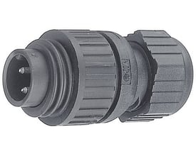 Belden CA 6 LS kabelstikprop med 6 poler plus jord (E), grå plast med loddetilslutning og kabelindgang 6-12mm.