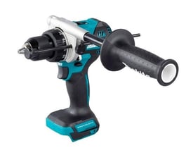 Makita DHP492Z slagboremaskine med sidegreb og nøglefri borepatron, set fra højre side på hvid baggrund.