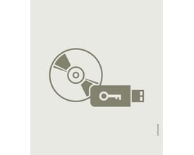 Siemens WinCC/SES V7.5 SP2 BASIC PACK upgrade ikon viser en CD-rom og et USB-flashdrev med et nøgle-ikon.