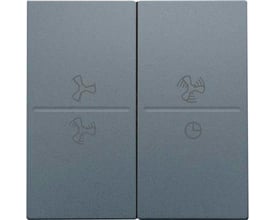Niko tangent i steel grey med ventilationssymboler til 4-tryk betjening, viser to grupper af knapper.