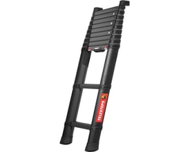 Sort Teleskopstige Rescue på 3,5 meter, delvist udfoldet og vist med lukket topsektion, ideel til trange rum.