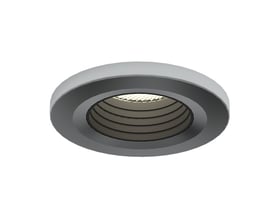 Ansell Lighting Frontring og indsats til Prism Pro Mini AntiGlare downlight, 55mm diameter, i stål og mat sort polycarbonat.