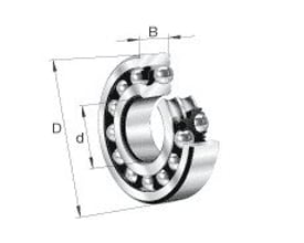Schaeffler FAG 2305-K-TVH-C3 sfærisk kugleleje med konisk boring og dimensioner angivet. Lejet har en indre diameter (d) på 25 mm og ydre diameter (D) på 62 mm.