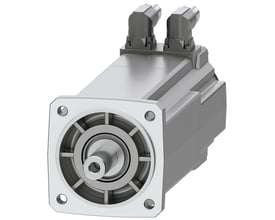 Siemens SIMOTICS S-1FK2 CT servomotor med 6 Nm moment og to vinklede stik på oversiden, vist på hvid baggrund.