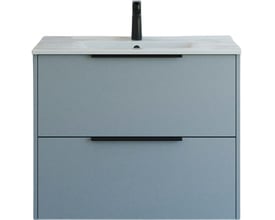 Dansani Mido+ Classic møbelpakke 81 cm i glat lyseblå mat med to skuffer og Amber vask med sort armatur.