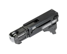 Makita skrueforsats til DFR551 skrueautomat, lavet af sort metal og plastik, viser skruelængde fra 25 til 55 mm.