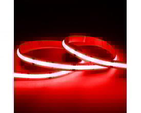 Ansell Lighting C-Cell Cob RGB LED bånd 5m lyser rødt med 14W/m, 24V, IP67 klassificering og 50mm klippeafstand.