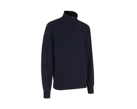 ID Identity navy sweatshirt i str. S med høj krave og lynlås samt rib ved ærmer og bund.