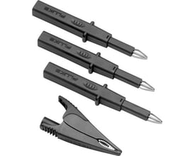 Fluke TLK290 testprobesæt med tre fleksible sorte prober og et stort krokodillenæb på hvid baggrund.