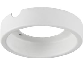 Kitch påbygningsring i hvid aluminium med en udvendig diameter på 70 mm, beregnet til indendørs påbygget montering.