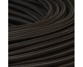 Sort stofledning VDH 2x0,75 mm² i en tæt samling, der viser den teksturerede overflade af stoffet.