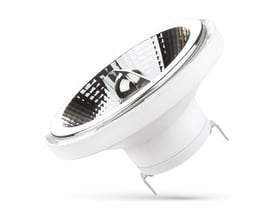 SpectrumLED LED-spot i hvidt AR111-format med stor reflektor og G53-fatning, set skråt forfra.