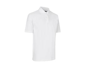 ID Identity poloshirt i hvid farve og størrelse L, fremstillet i piquékvalitet med tone i tone-knapper.