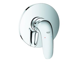 GROHE Eurostyle Solid 1-grebs indbygningsbatteri til bruser med rund krom rosette og blank overflade.