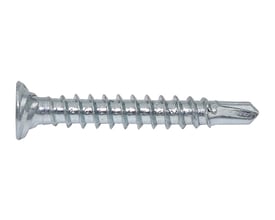 EJOT FGE fibergipsskrue på 4,2 x 26 mm set fra siden med gevind, undersænket hoved og spids.