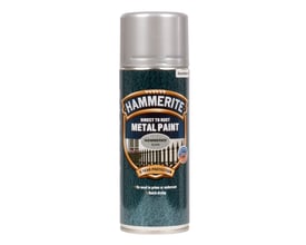 Hammerite Direct to Rust Metal Paint i sølv, Hammered finish, 400 ml med 8 års beskyttelse og hurtigtørrende formulering.