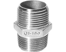 Brystnippel 1/2 fra Raccorderie Metalliche i rustfrit stål AISI 316 med udvendigt gevind og sekskantet midte.