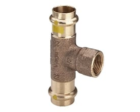 Viega Profipress G T-stykke i rødgods med dimensioner 54 x 1/2" x 54 mm, med tydeligt Rp-gevind og presstilslutninger.