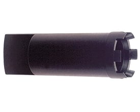 Schneider Electric Harmony XB5 møtrikværktøj ZB5AZ905 set fra siden, med fokus på det sorte plastmateriale og design.