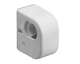 Enkel hvid rørbærer fra Purus, fremstillet af ABS-plast, designet til rør med en diameter på 22-28mm.