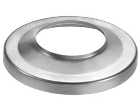 VMZINC® brøndkrave i zink med en ydre diameter på 150 mm og indre diameter til 100 mm nedløbsrør, præsenteret på hvid baggrund.
